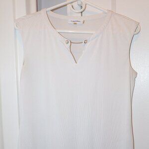 Calvin Klein White Keyhole Shell Top